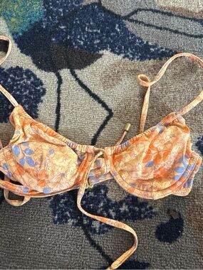 Billabong Floral Orange Blue Bikini cup Top